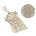 10K Yellow Gold Jesus Head Iced Diamond Pendant 3.34 CT 2.2"