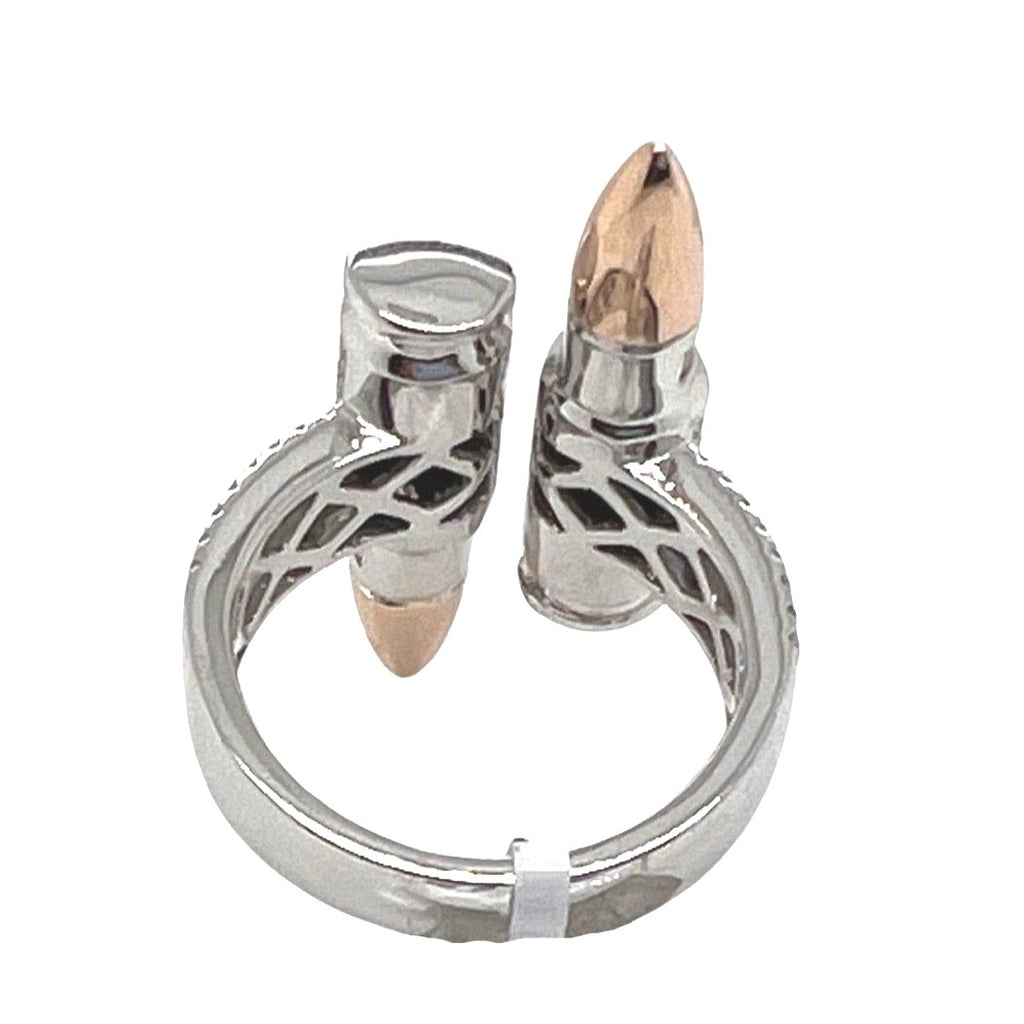 14K Rose White Gold 3D Dual Bullet 34MM VS Baguette Diamond Ring 1.75 CT