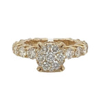 14K Yellow Gold 3D Solitaire 9MM Eternity Style Engagement Diamond Ring 3.5 CT