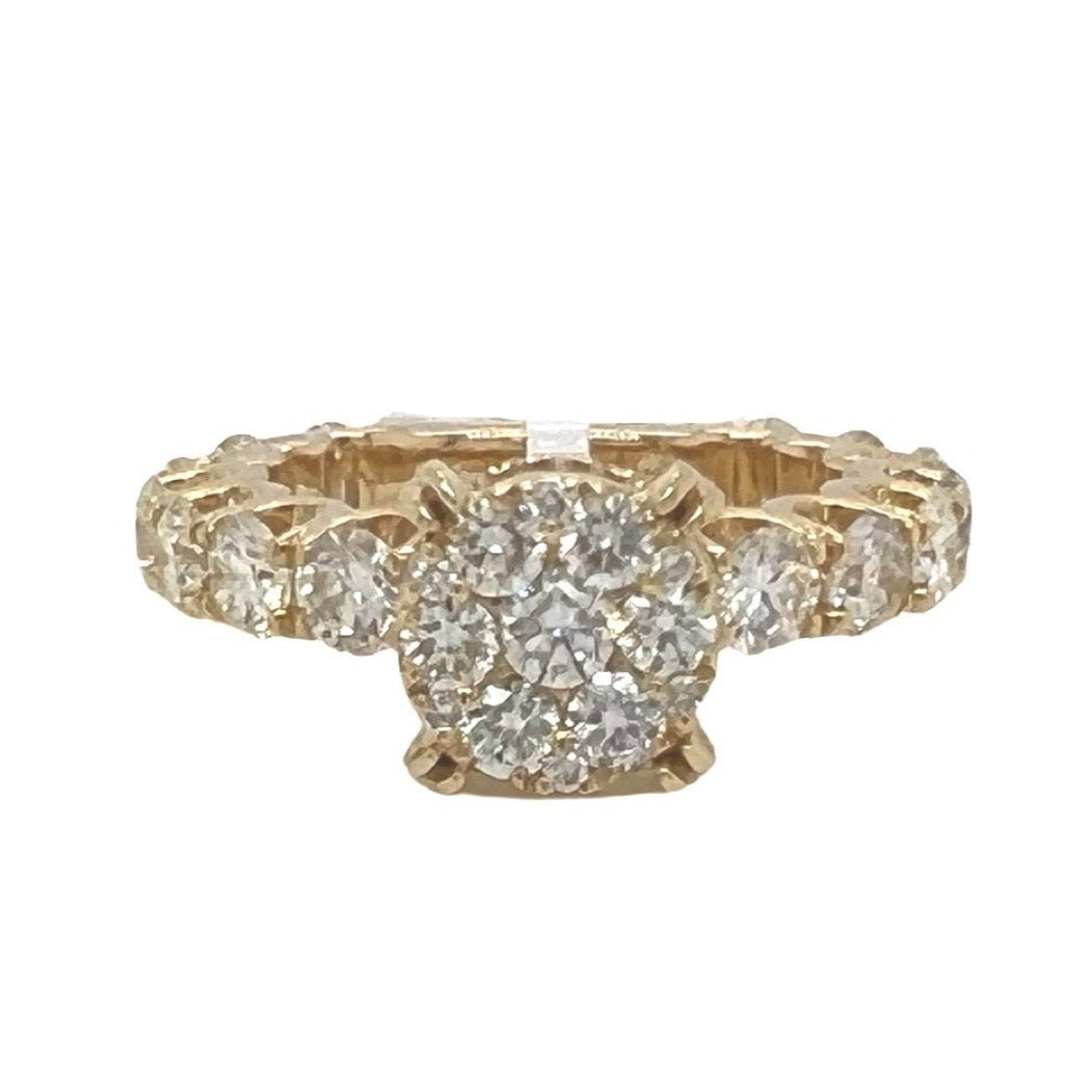 14K Yellow Gold 3D Solitaire 9MM Eternity Style Engagement Diamond Ring 3.5 CT
