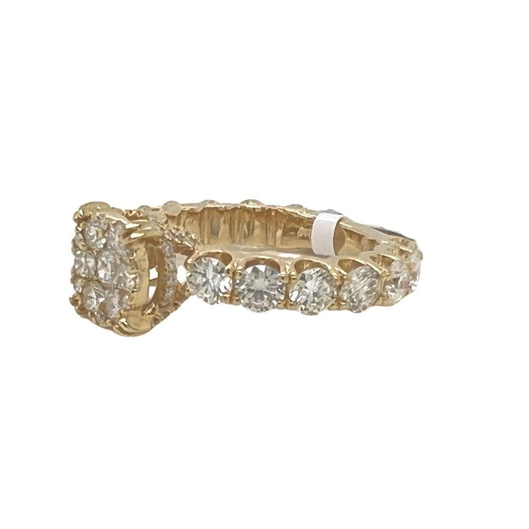 14K Yellow Gold 3D Solitaire 9MM Eternity Style Engagement Diamond Ring 3.5 CT
