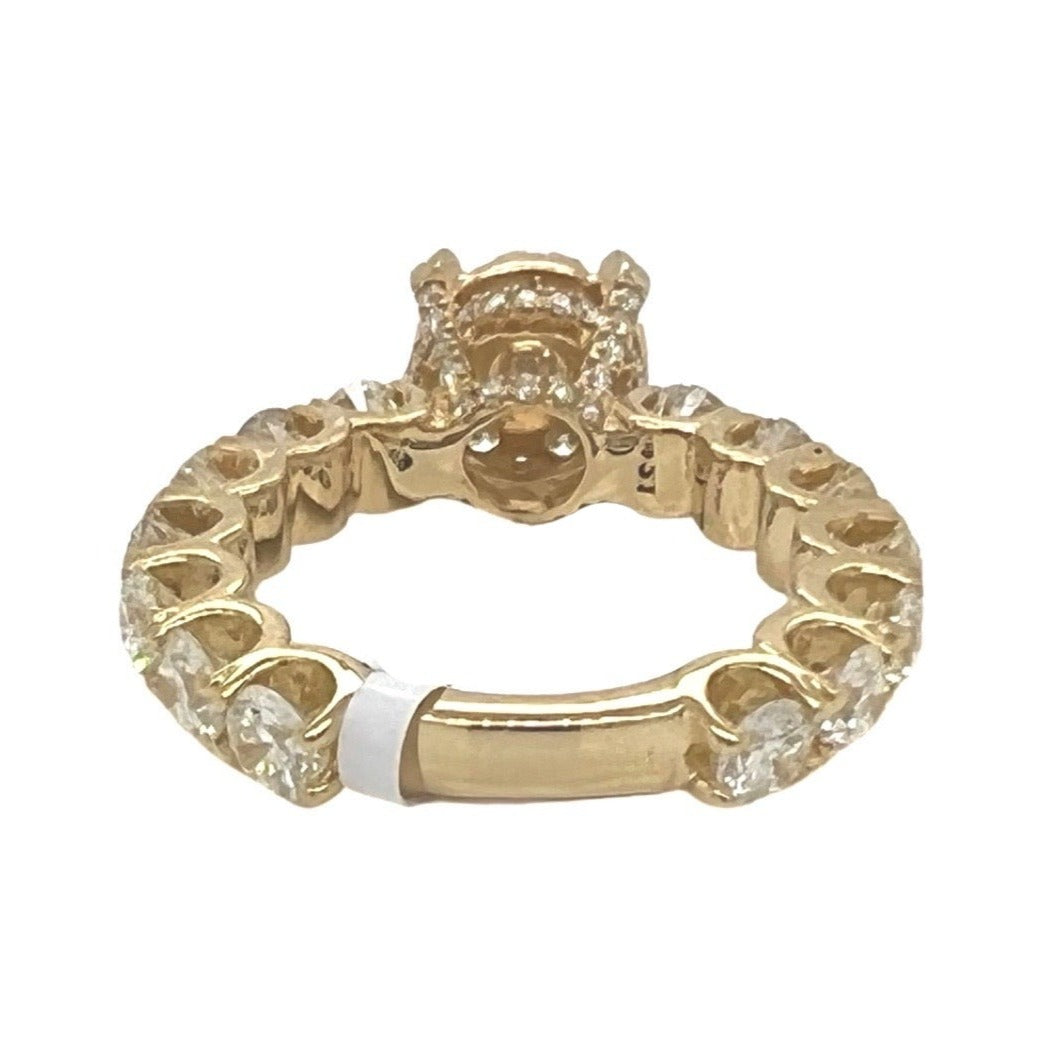 14K Yellow Gold 3D Solitaire 9MM Eternity Style Engagement Diamond Ring 3.5 CT