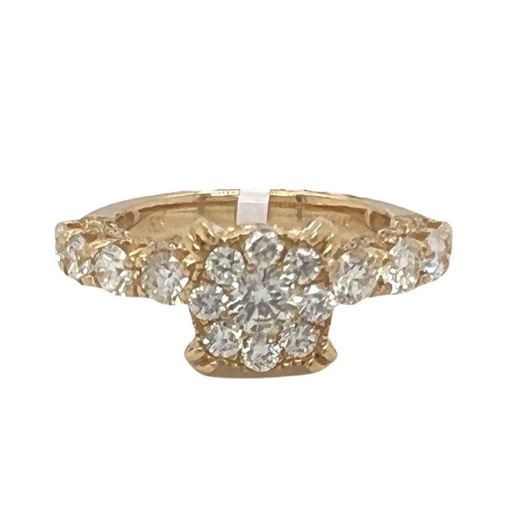 14K Yellow Gold 3D Solitaire 9MM Engagement Wedding Diamond Ring 2.0 CT