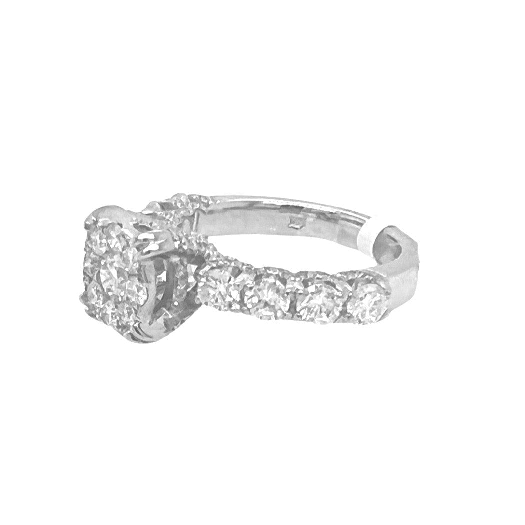 14K White Gold 3D Solitaire 7.5MM Engagement Wedding Diamond Ring 1.65 CT
