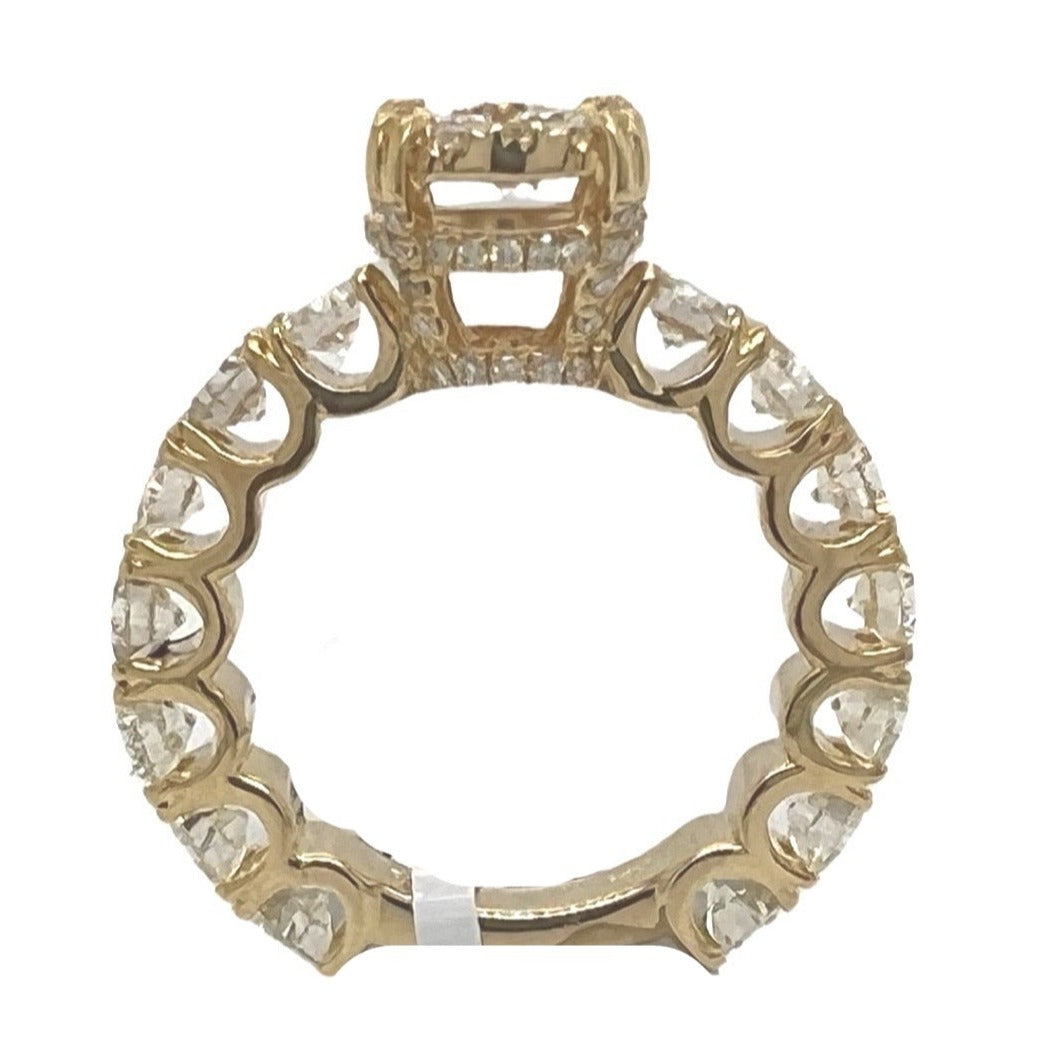 14K Yellow Gold 3D Solitaire 6.5MM Eternity Style Engagement Diamond Ring 1.90 CT