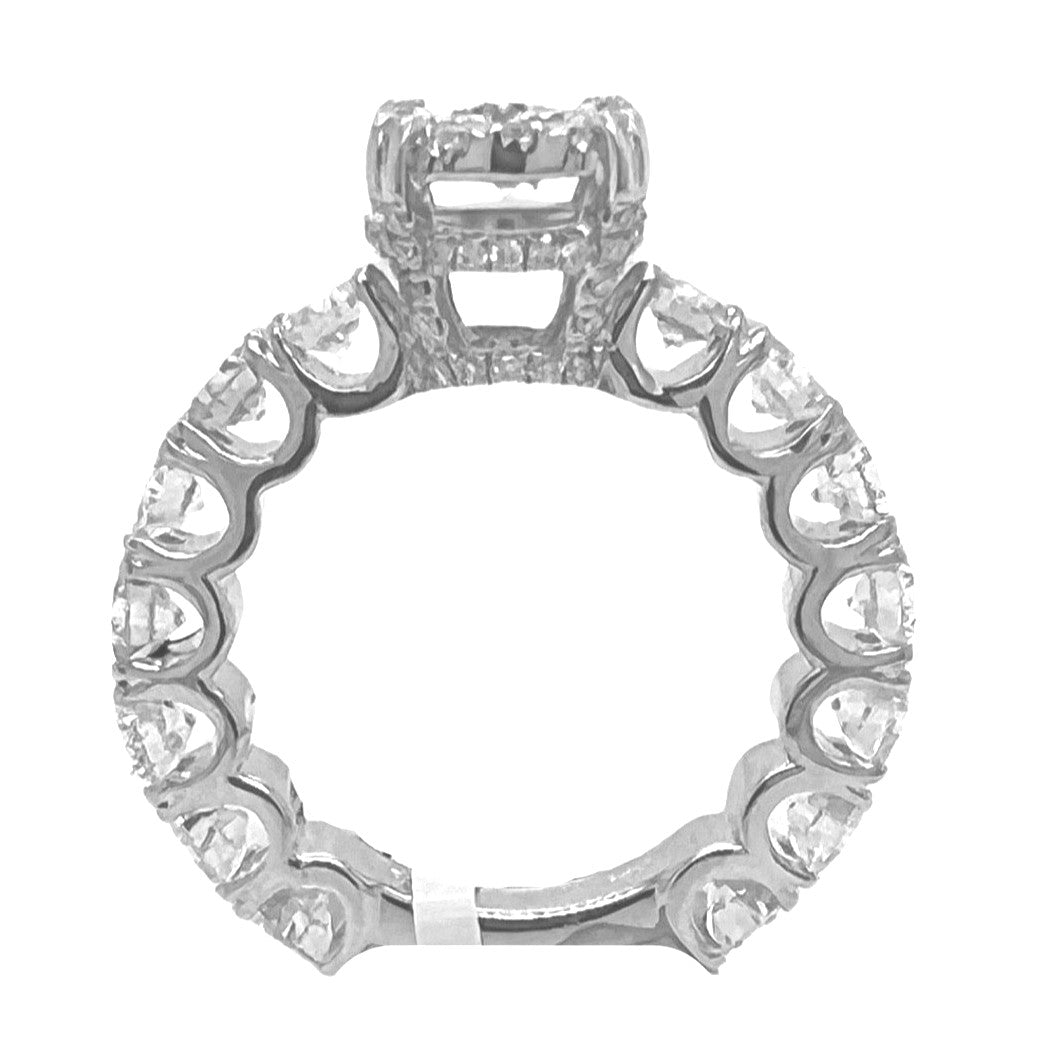 14K White Gold 3D Solitaire 6.5MM Eternity Style Engagement Diamond Ring 1.90 CT