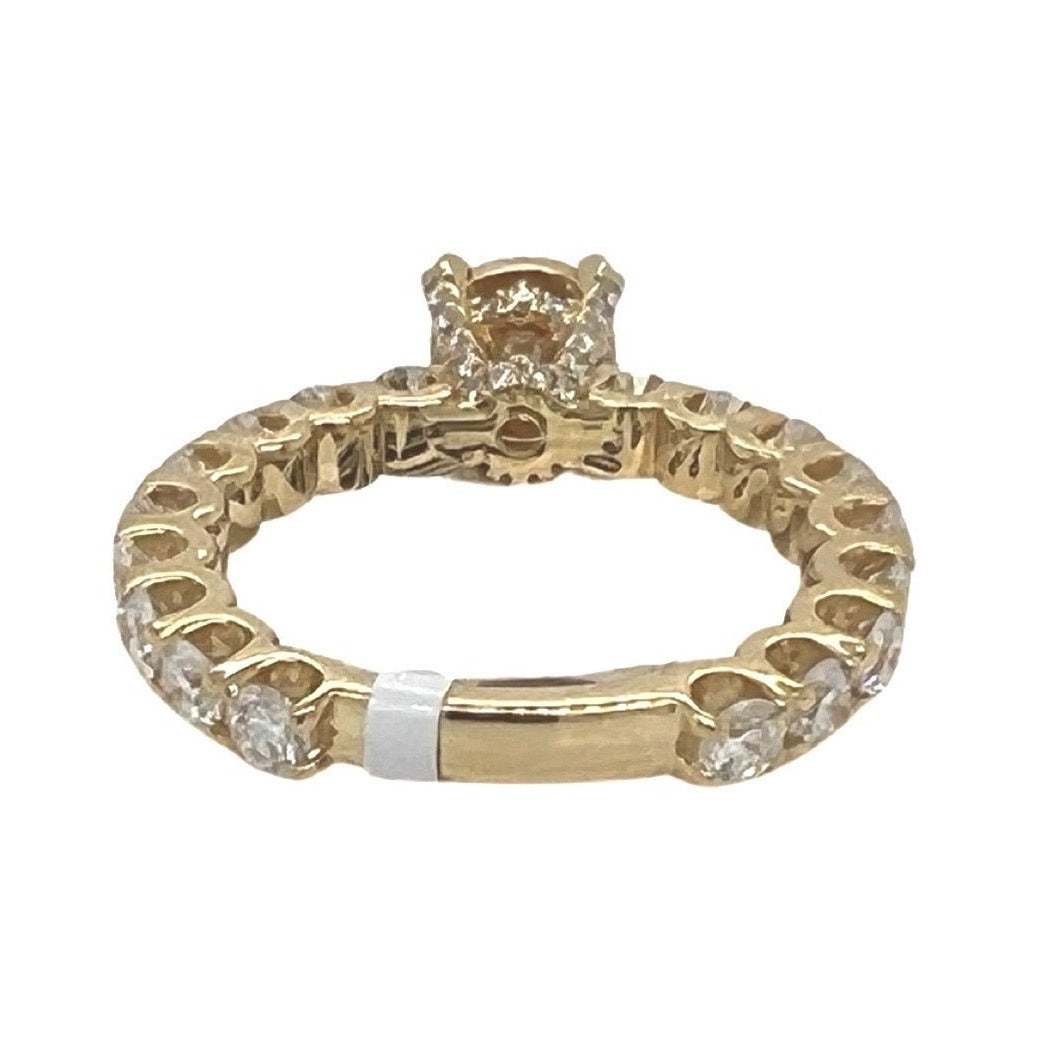 14K Yellow Gold 3D Solitaire 6.5MM Eternity Style Engagement Diamond Ring 1.90 CT