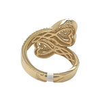 14K Yellow Gold 18MM Designer Dual Heart Top Baguette Diamond Ring 1.08 CT