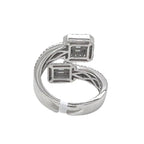 14K White Gold 17MM Designer Dual Square Top Baguette Diamond Ring 1.0 CT