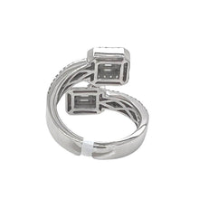 Load image into Gallery viewer, 14K White Gold 17MM Designer Dual Square Top Baguette Diamond Ring 1.0 CT
