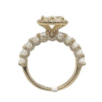 14K Yellow Gold 3D Quad Emerald 13MM Engagement VS Diamond Ring 4.0 CT