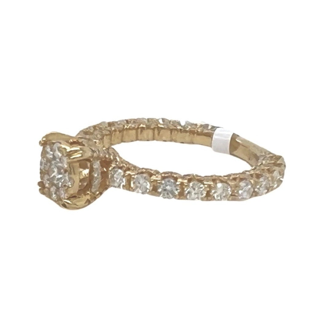 14K Yellow Gold 3D Solitaire 6.5MM Eternity Style Engagement Diamond Ring 1.48 CT