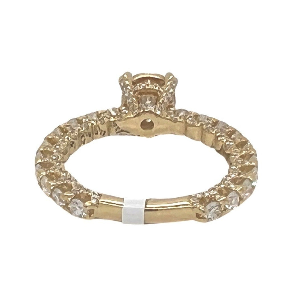 14K Yellow Gold 3D Solitaire 6.5MM Eternity Style Engagement Diamond Ring 1.48 CT