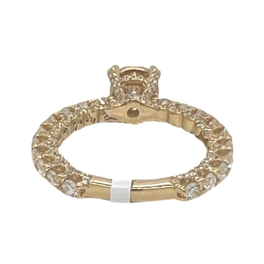 14K Yellow Gold 3D Solitaire 6.5MM Eternity Style Engagement Diamond Ring 1.48 CT