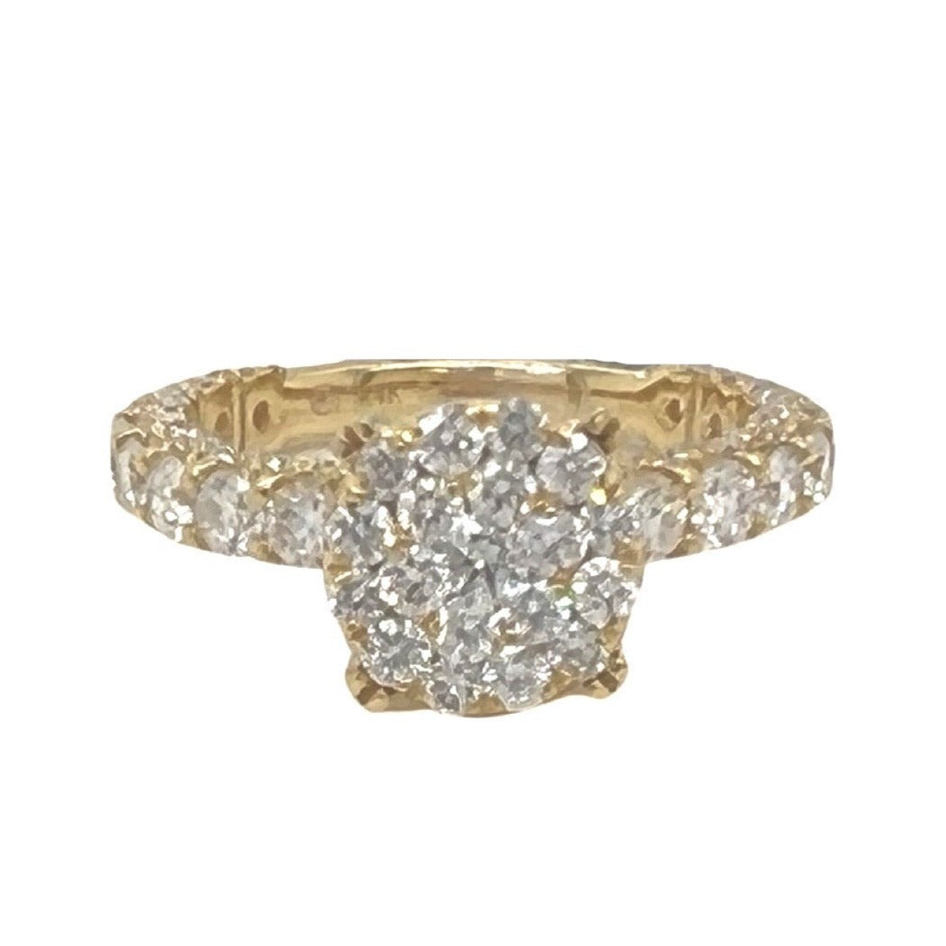 14K Yellow Gold 3D Solitaire 9MM Eternity Style Engagement Diamond Ring 2.35 CT