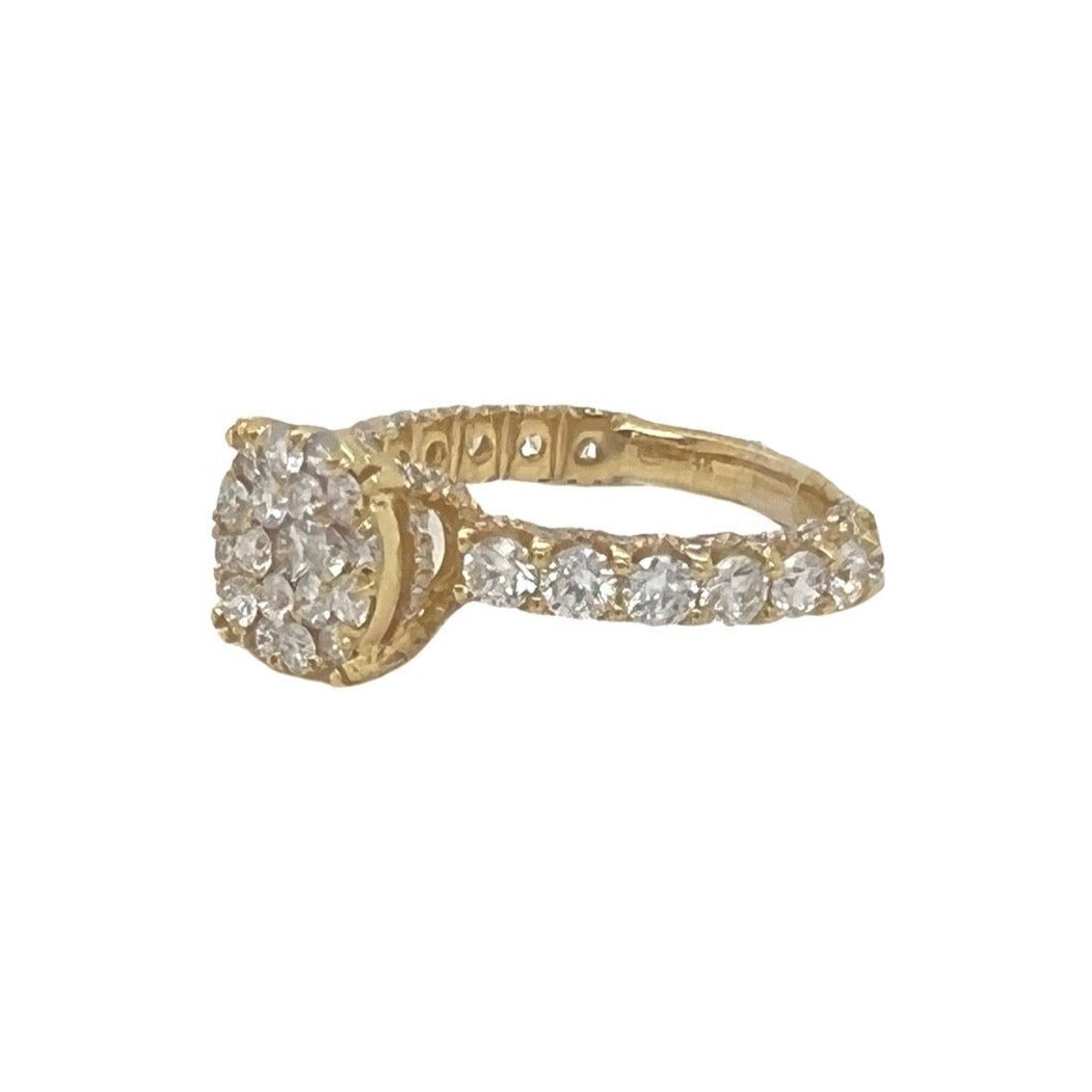 14K Yellow Gold 3D Solitaire 9MM Eternity Style Engagement Diamond Ring 2.35 CT