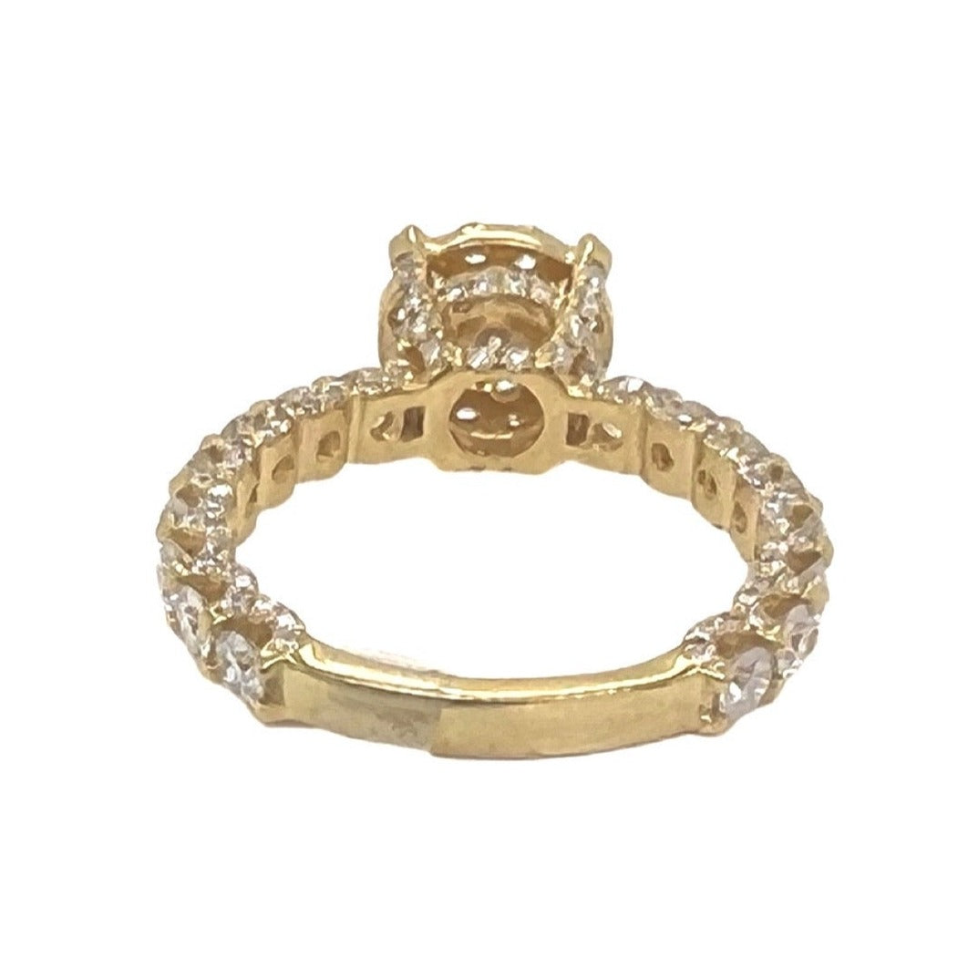 14K Yellow Gold 3D Solitaire 9MM Eternity Style Engagement Diamond Ring 2.35 CT