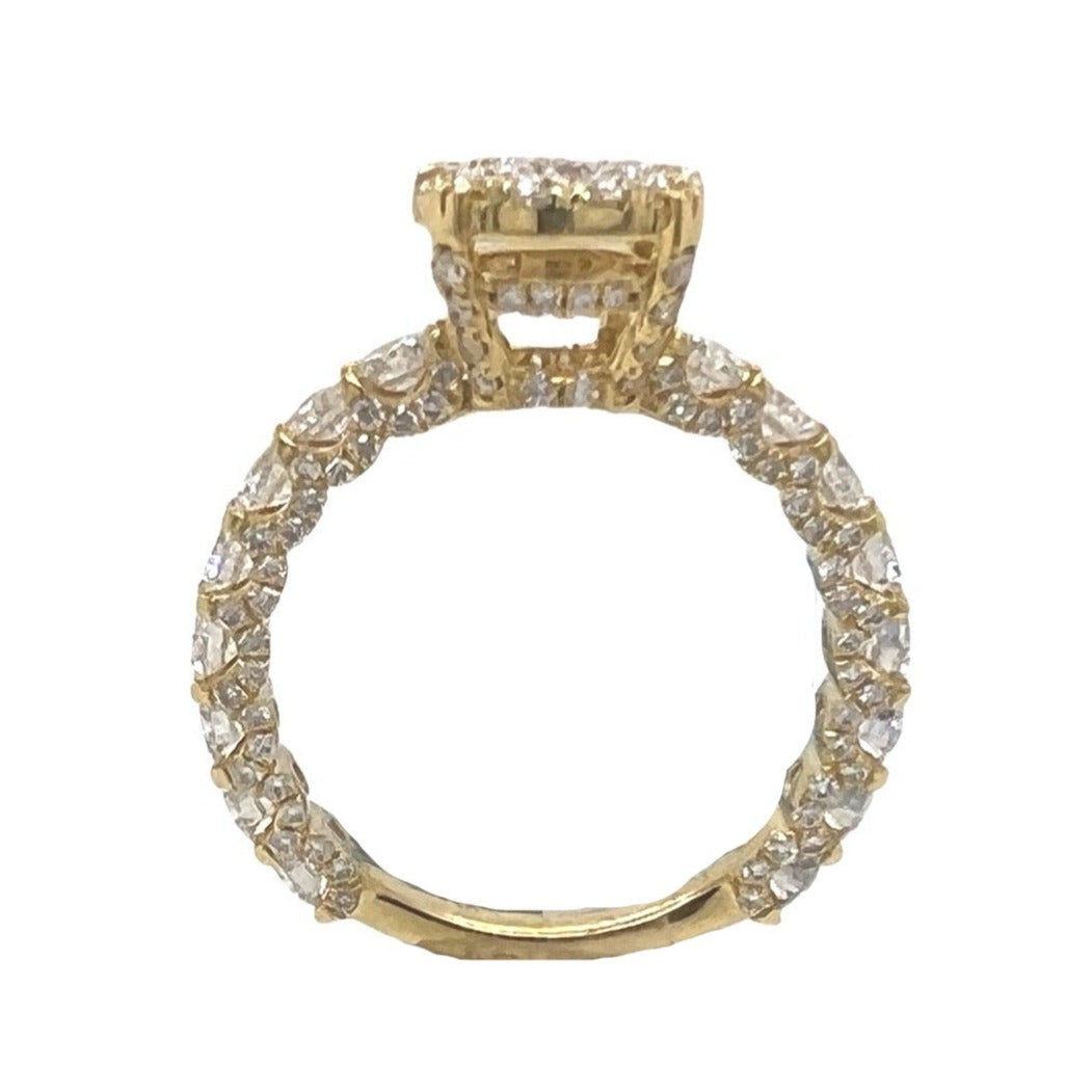 14K Yellow Gold 3D Solitaire 9MM Eternity Style Engagement Diamond Ring 2.35 CT