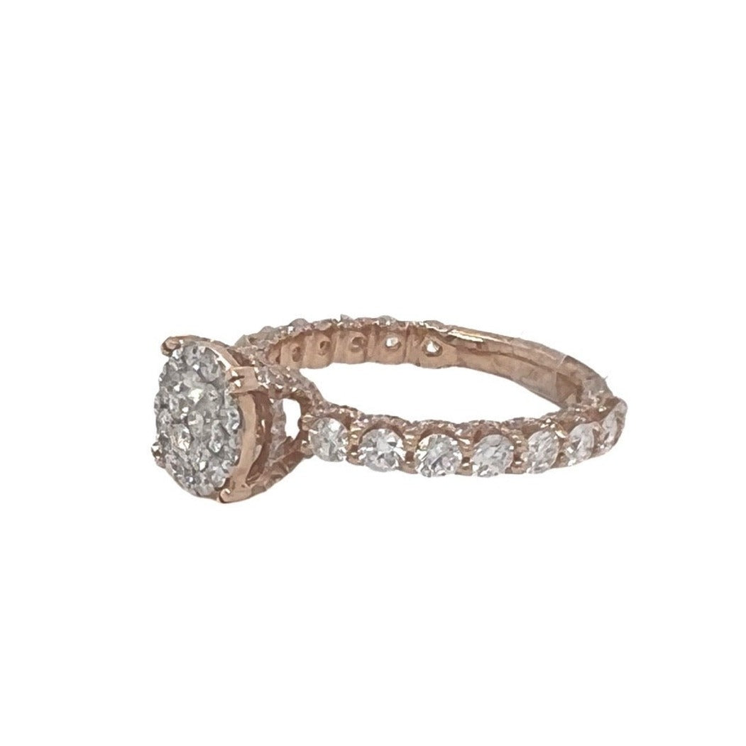 14K Rose Gold 3D Solitaire 8MM Eternity Style Engagement Diamond Ring 2.0 CT