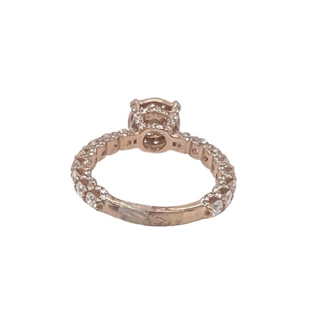 14K Rose Gold 3D Solitaire 8MM Eternity Style Engagement Diamond Ring 2.0 CT