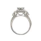 14K White Gold Halo Quad Princess 13MM Engagement Diamond Ring 1.65 CT