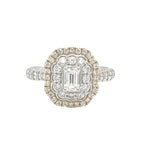 14K White Gold Halo Emerald Solitaire 13MM Engagement VS Diamond Ring 1.3 CT