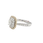 14K White Gold Halo Emerald Solitaire 13MM Engagement VS Diamond Ring 1.3 CT