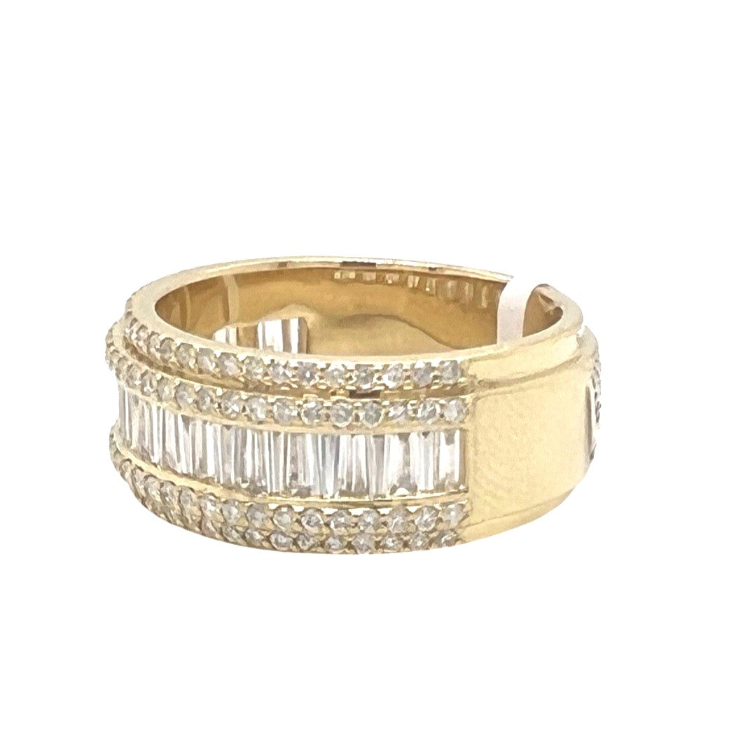 10K Yellow Gold 10MM Baguette Wedding Diamond Band Ring 1.81 CT