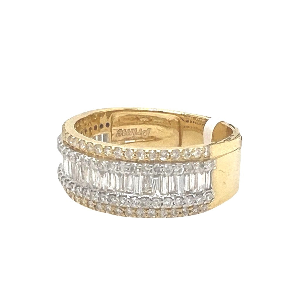 10K Yellow Gold 8.5MM Baguette Wedding Diamond Band Ring 1.45 CT