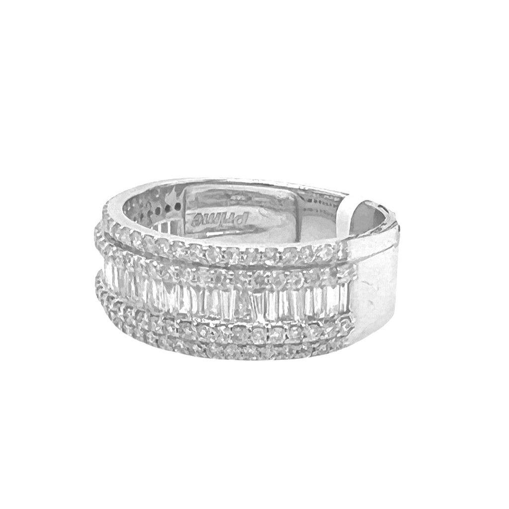 10K White Gold 8.5MM Baguette Wedding Diamond Band Ring 1.49 CT