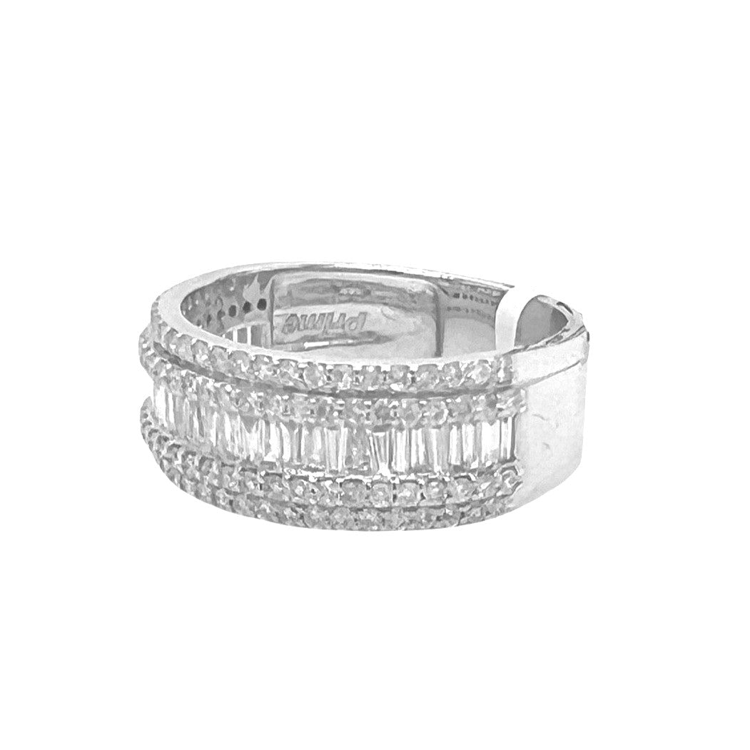 10K White Gold 8.5MM Baguette Wedding Diamond Band Ring 1.49 CT