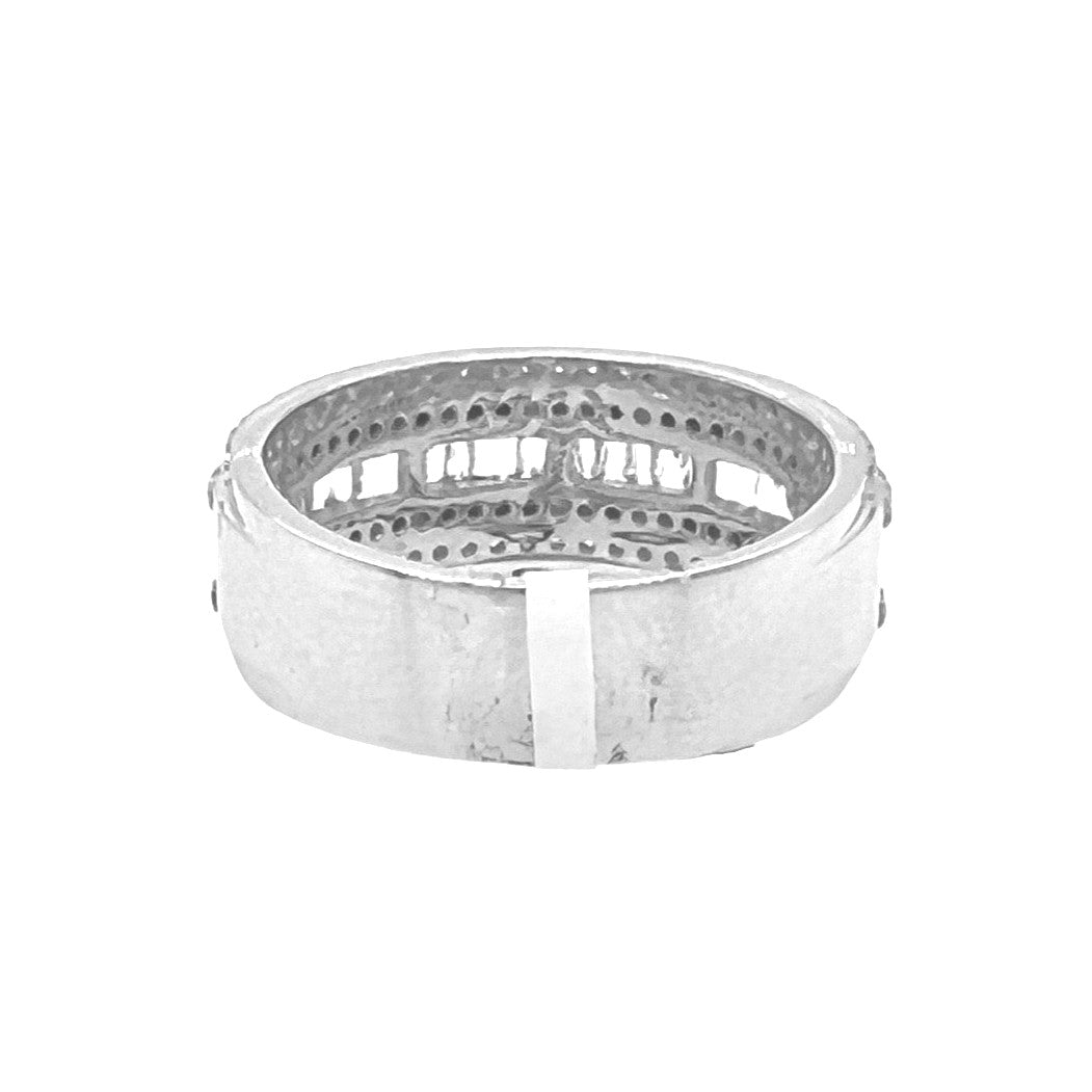 10K White Gold 8.5MM Baguette Wedding Diamond Band Ring 1.49 CT