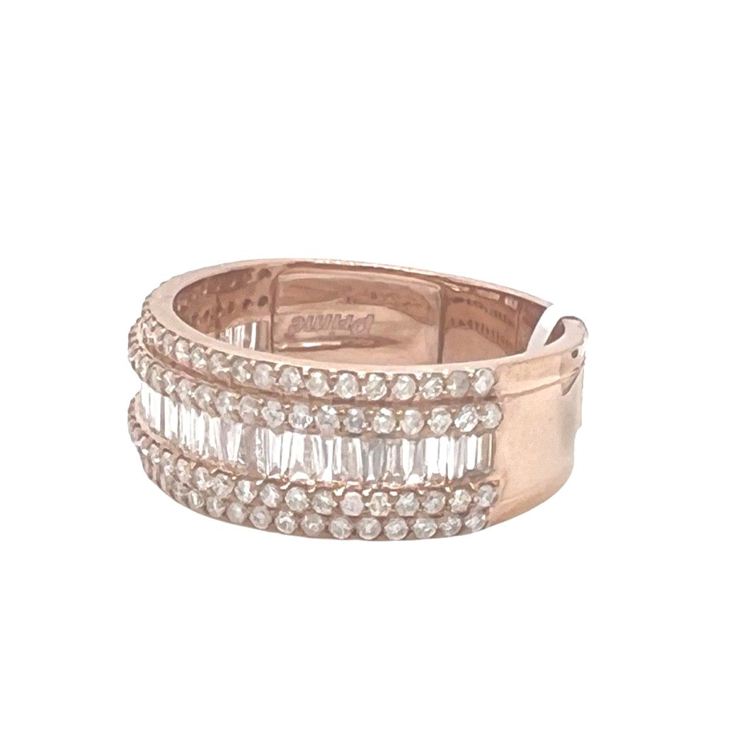 10K Rose Gold 8.5MM Baguette Wedding Diamond Band Ring 1.57 CT