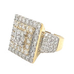 Mens 10K Yellow Gold 20MM Square Shape Pinky VS Diamond Ring 4.53 CT