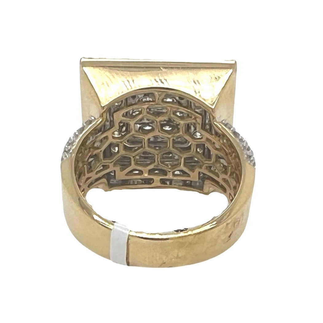 Mens 10K Yellow Gold 20MM Square Shape Pinky VS Diamond Ring 4.53 CT