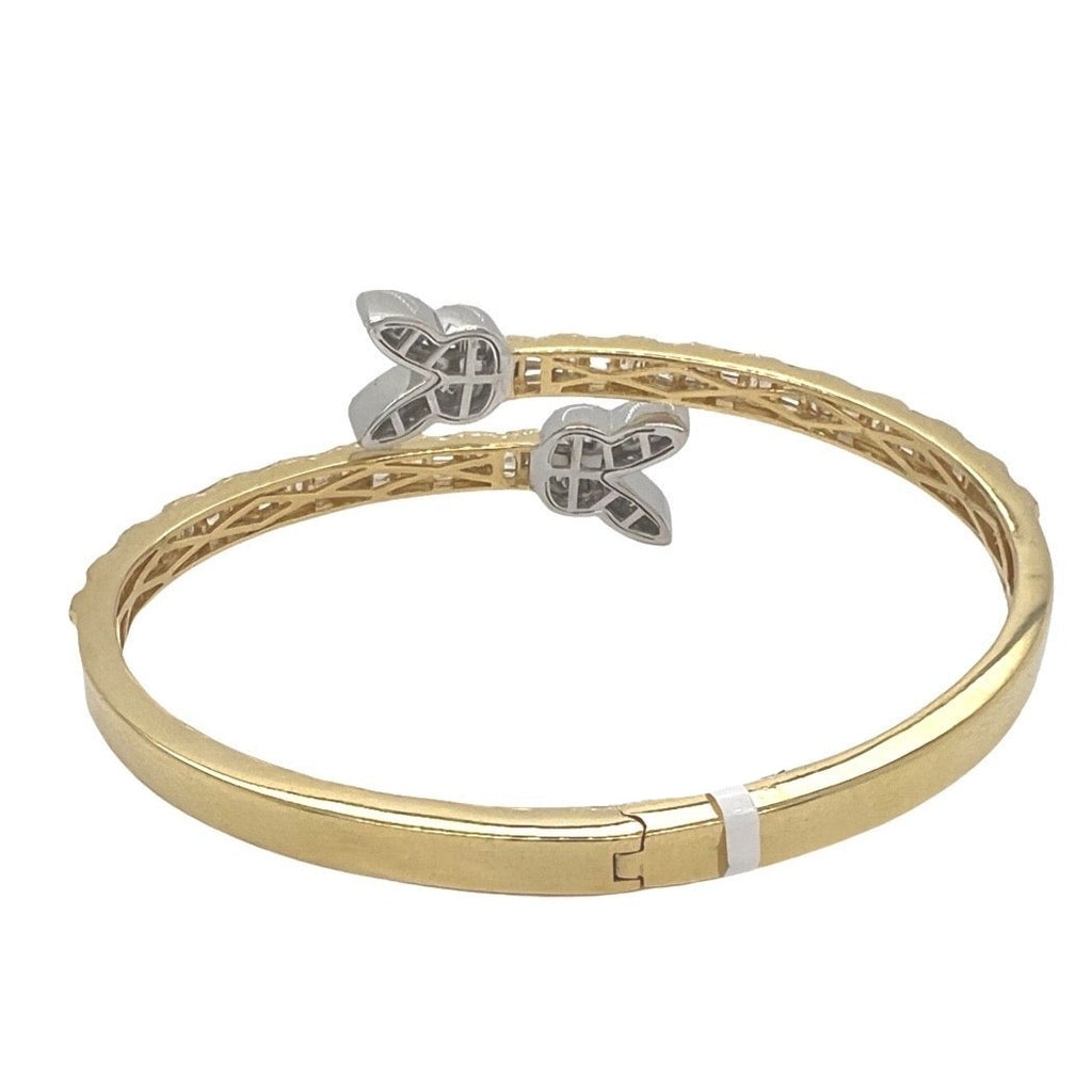 10K Yellow White Gold Designer Butterfly Baguette Diamond Bangle Bracelet 2.69 CT 7.5"