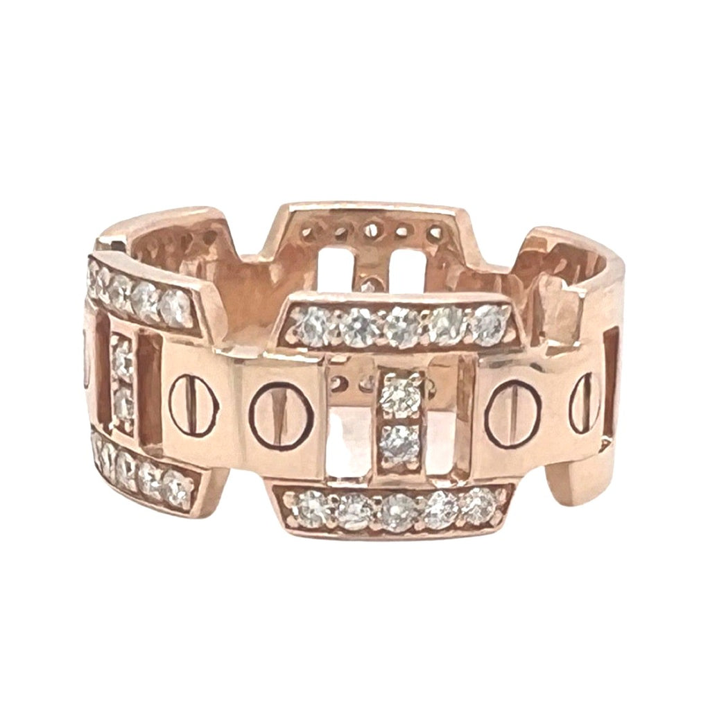 14K Rose Gold 9.5MM Designer Wedding Diamond Band Ring 0.75 CT