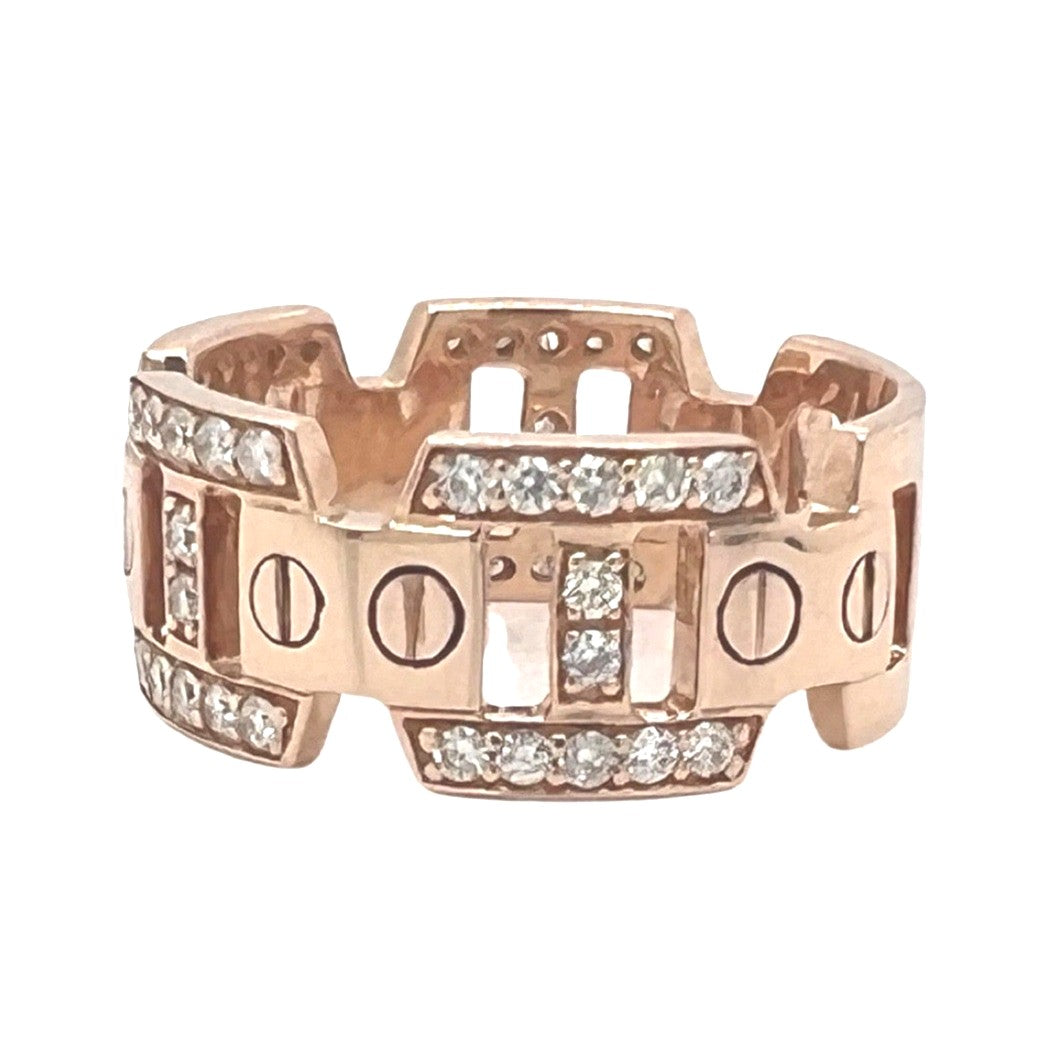 14K Rose Gold 9.5MM Designer Wedding Diamond Band Ring 0.75 CT