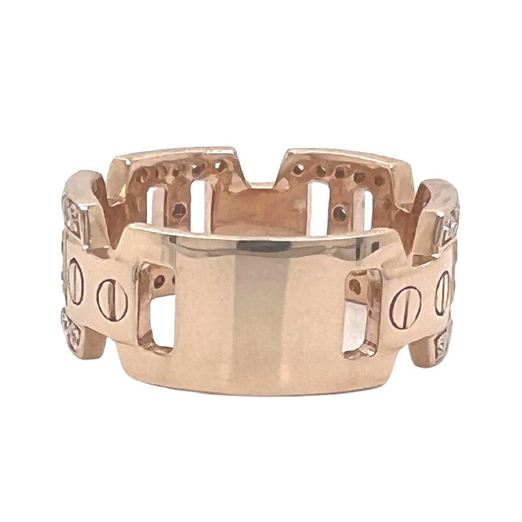 14K Rose Gold 9.5MM Designer Wedding Diamond Band Ring 0.75 CT