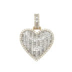 10K Yellow Gold Heart Baguette VS Diamond Pendant 3.96 CT 1.7"