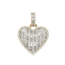 Load image into Gallery viewer, 10K Yellow Gold Heart Baguette VS Diamond Pendant 3.96 CT 1.7&quot;
