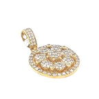 14K Yellow Gold Round Cluster VS Diamond Pendant 2.65 CT 1.6"