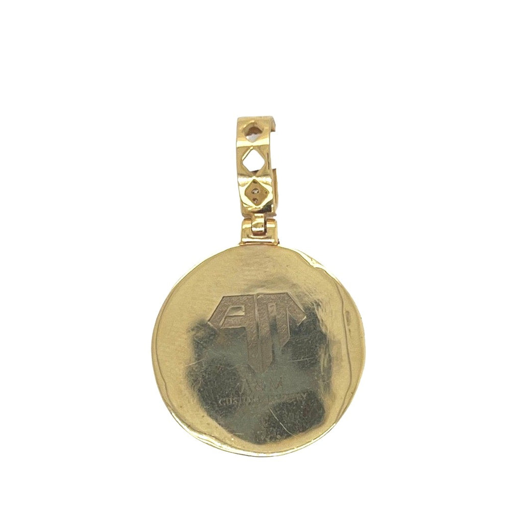 14K Yellow Gold Round Cluster VS Diamond Pendant 2.65 CT 1.6"
