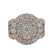 Load image into Gallery viewer, 14K Rose Gold Round Cluster 17MM Bridal Engagement Diamond Ring 4.0 CT
