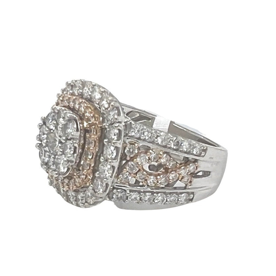 14K Rose White Gold Square Halo 17MM Bridal Engagement Diamond Ring 2.5 CT
