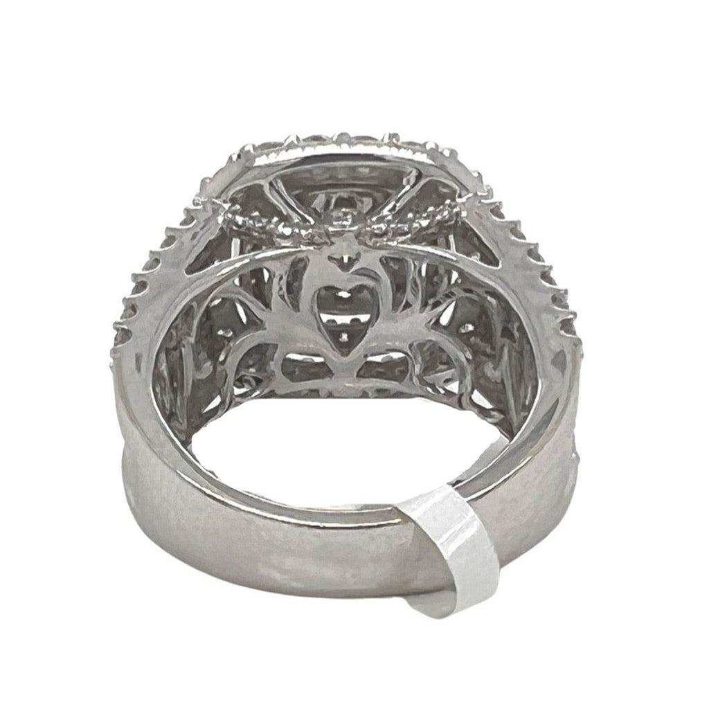14K Rose White Gold Square Halo 17MM Bridal Engagement Diamond Ring 2.5 CT