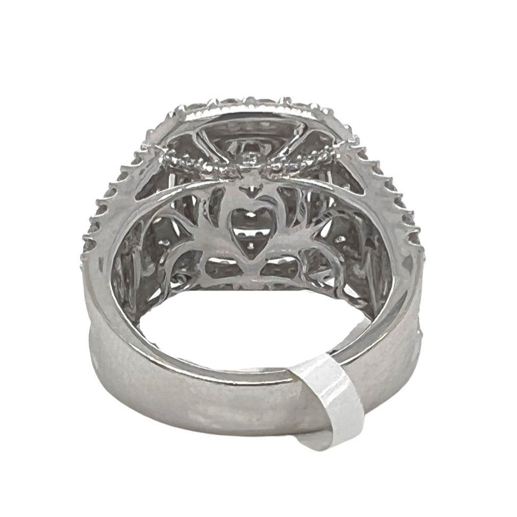 14K Rose White Gold Square Halo 17MM Bridal Engagement Diamond Ring 2.5 CT