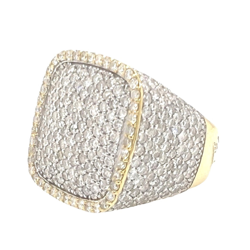 Mens 10K Yellow Gold 22MM Square Shape Pinky VS Diamond Ring 6.48 CT