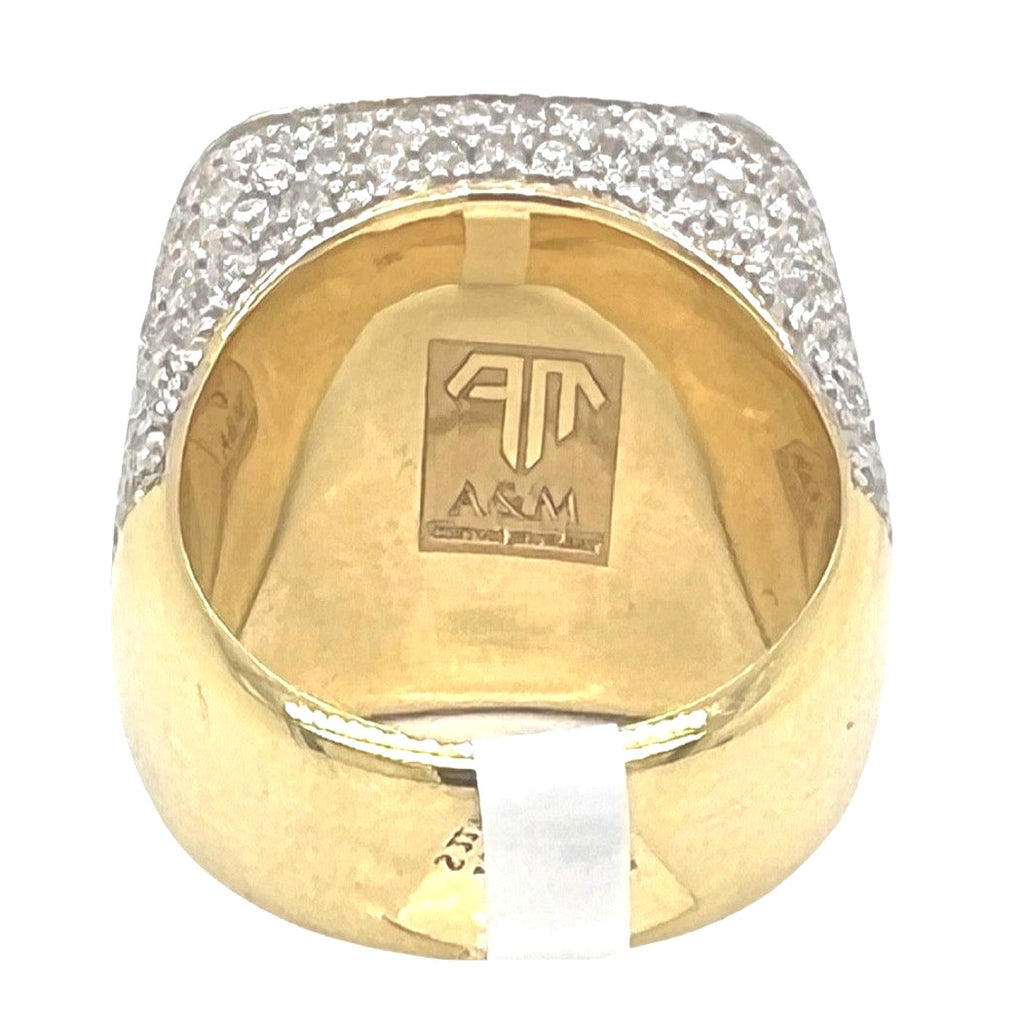 Mens 10K Yellow Gold 22MM Square Shape Pinky VS Diamond Ring 6.48 CT