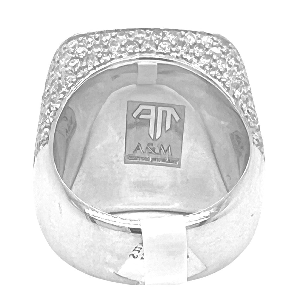 Mens 10K White Gold 22MM Square Shape Pinky VS Diamond Ring 6.48 CT
